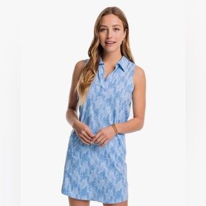 NWT. Southern Tide. Kamryn brrr sleeveless Horizon Hues Dress. Blue chevron.